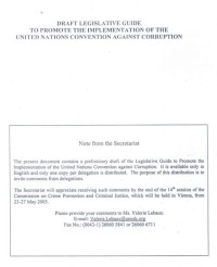 Draft legislative guide to promote the implementation of the United Nations Convention Against Corruption