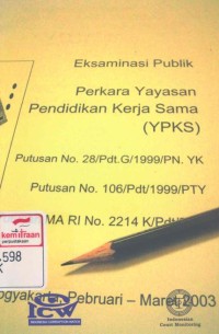 Eksaminasi publik perkara Yayasan Pendidikan  Kerjasama Yogyakarta