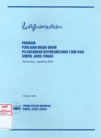 Program penilaian unsur-unsur pelaksanaan kepemerintahan yang baik simpul Jawa Tengah, Semarang Agustus 2000