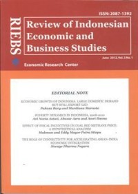 RIEBS : Review of Indonesian Economic and Bsiness Studies, Volume 3, number 1, June 2012